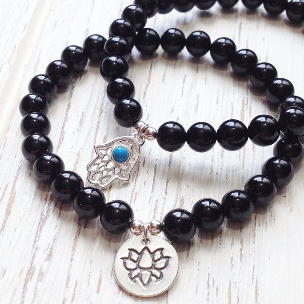 2 NEW Sterling Silver Charms Black Onyx Bracelets